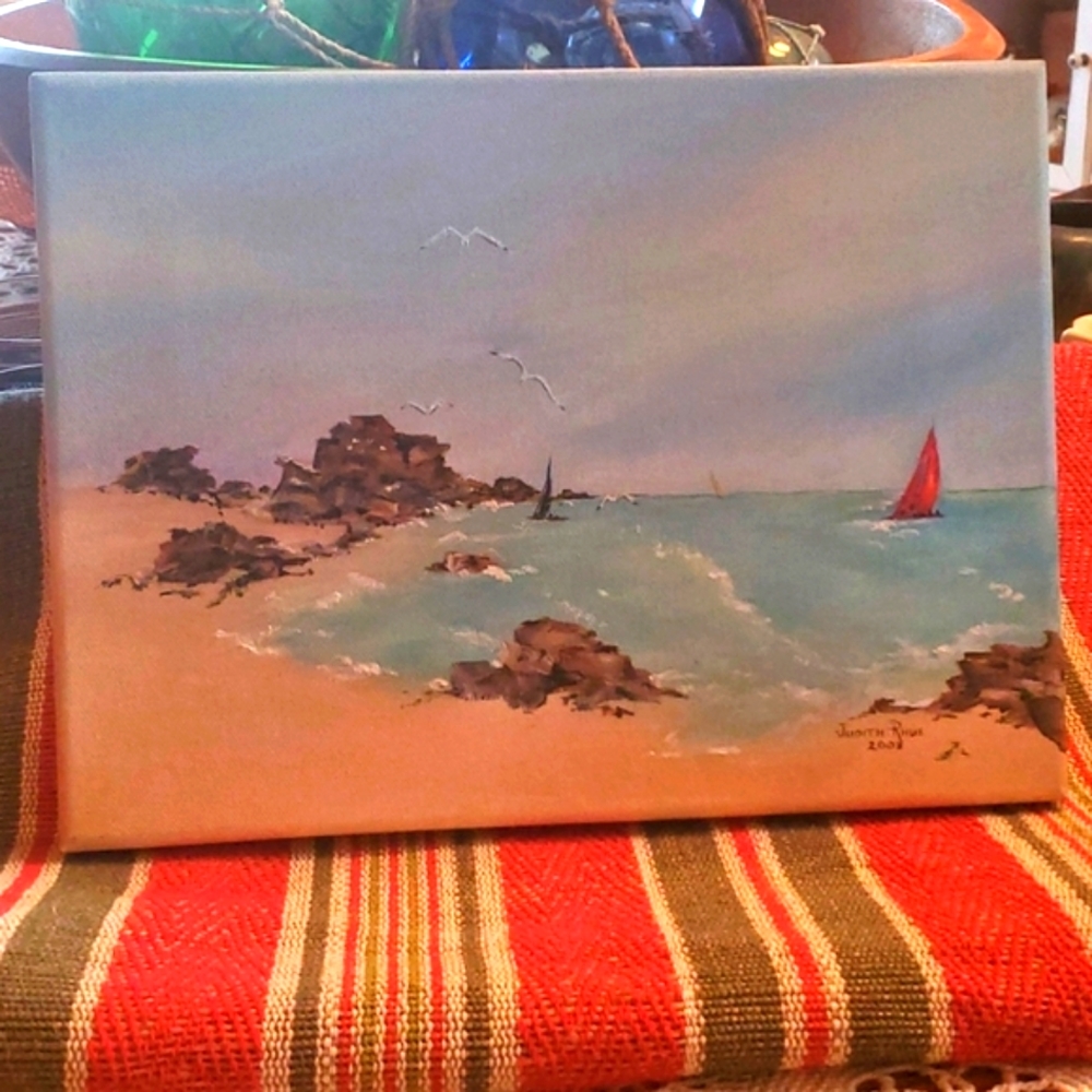 Authentic Coastle scene Oil  Painting On Canvas